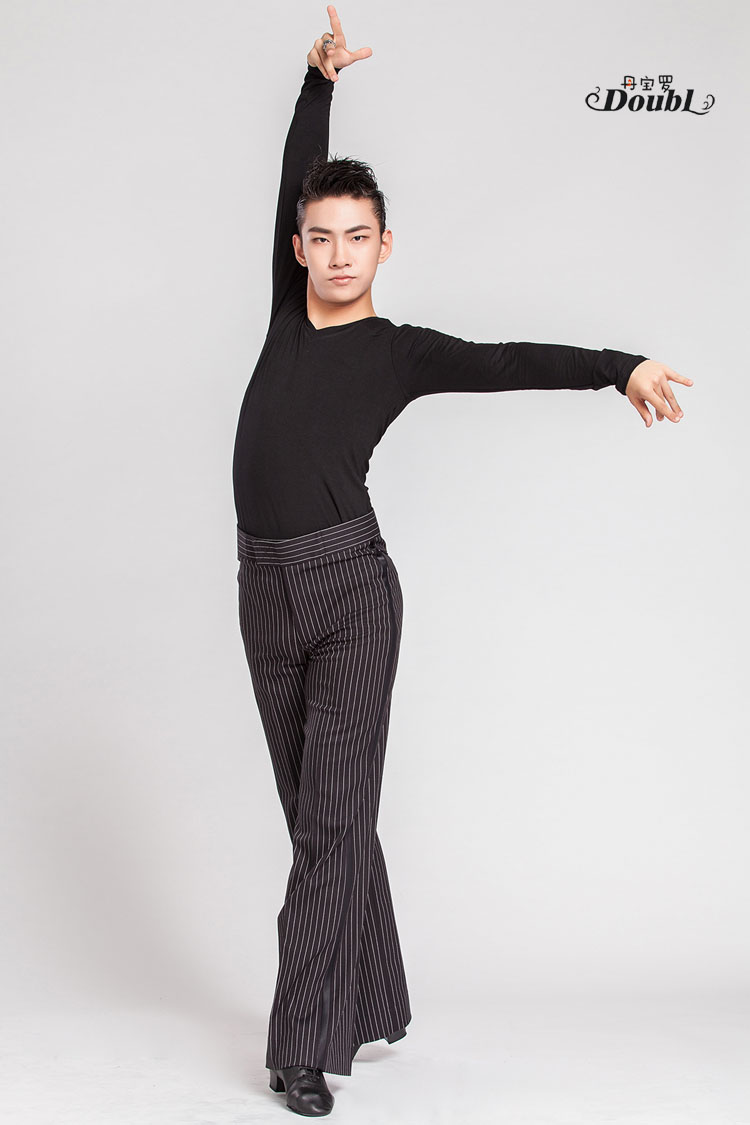 丹宝罗doubl条纹广场舞男士舞蹈裤拉丁舞裤秋季舞裤男拉丁裤子男