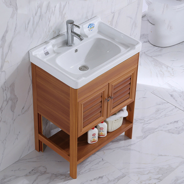 落地式洗手盆小户型太空铝柜组合阳台陶瓷一体洗脸盆卫生间洗脸池3543