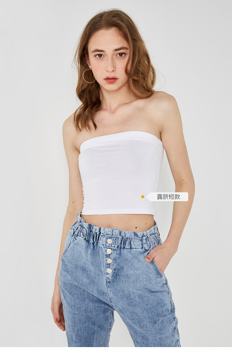 新品黑色裹胸女无肩带防走光美背抹胸内衣外穿露肩内搭打底背心上衣