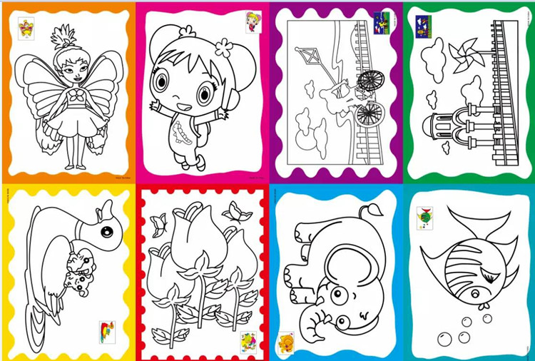 儿童涂色画diy颜料水彩画水粉画涂鸦画填色画画书儿童手工绘画工具