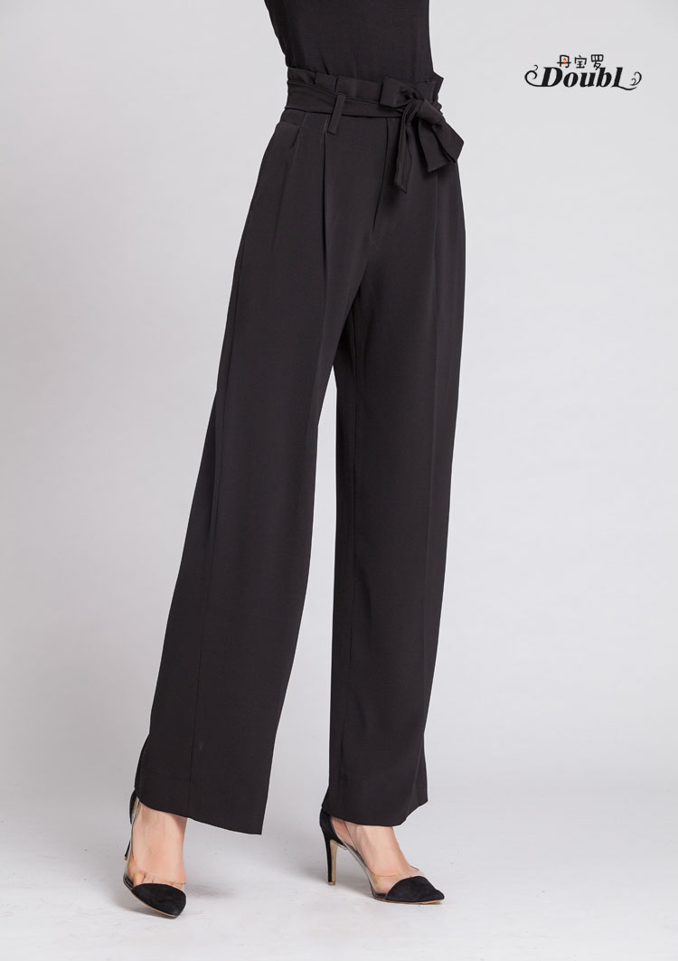 丹宝罗doubl丹宝罗专业院校摩登裤女国标舞高腰裤子长裤黑色交谊舞