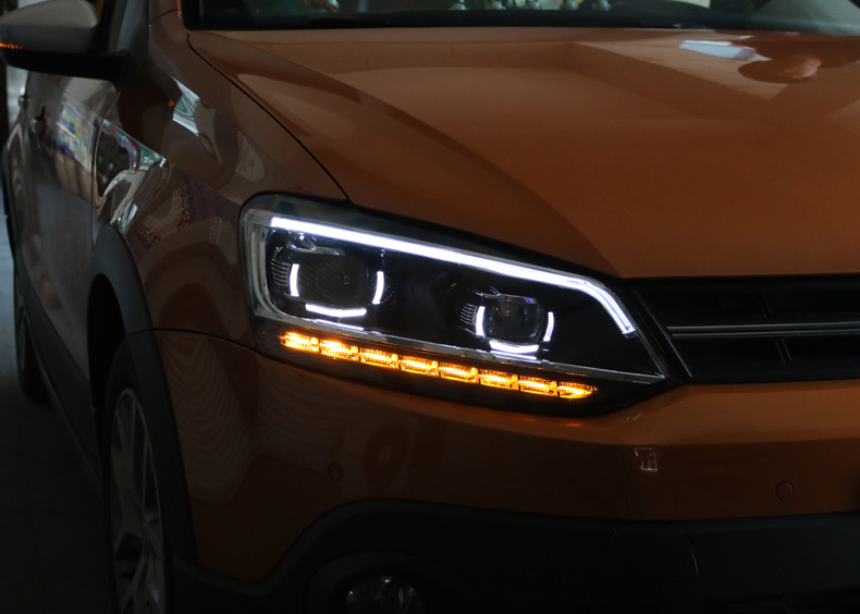 特慧车品新波罗大灯总成11-17款大众polo大灯总成氙气灯led日行灯流光