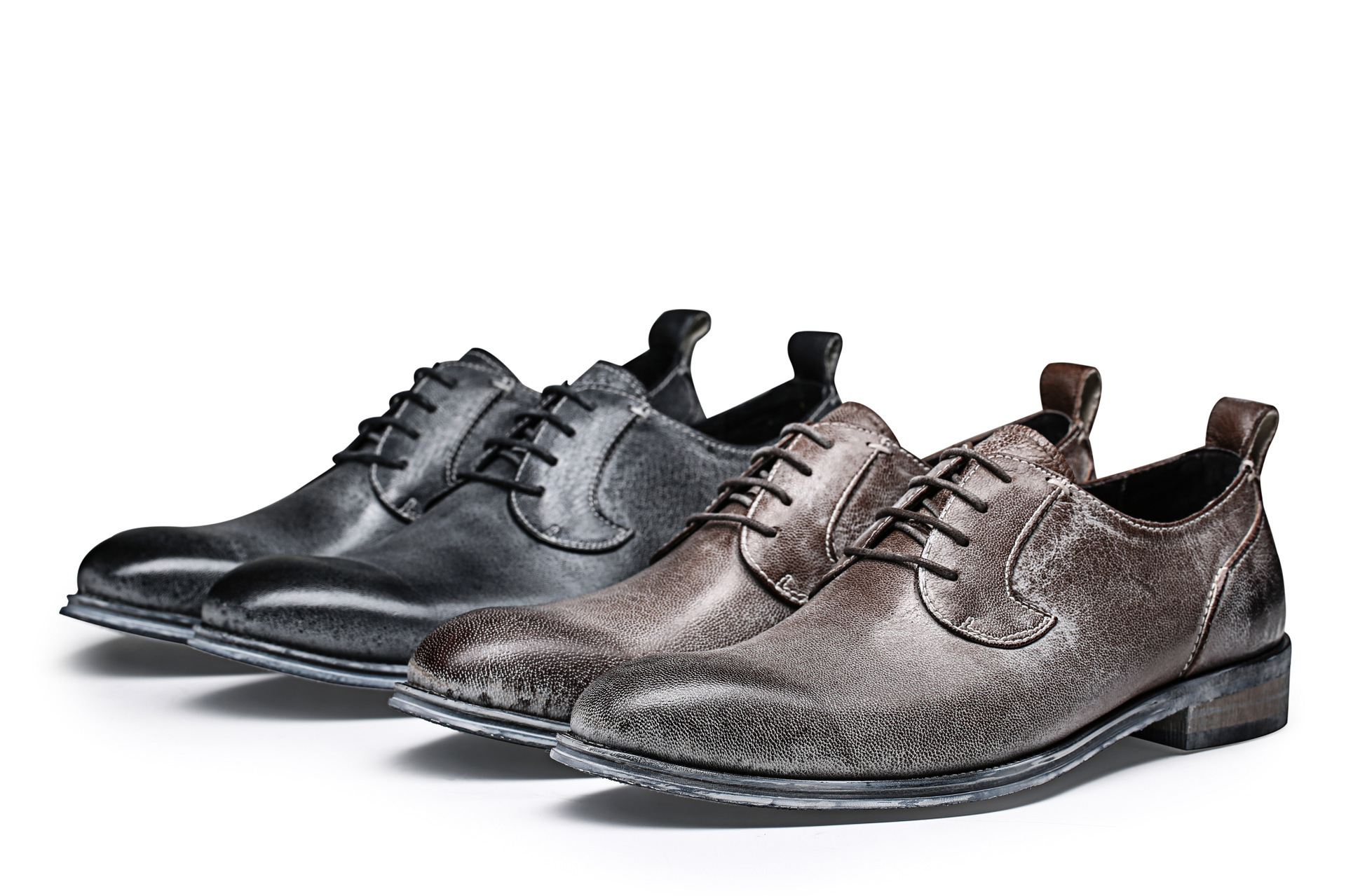 欧洲站复古做旧男鞋圆头商务休闲正装鞋男日常工作百搭皮婚鞋伴郎鞋