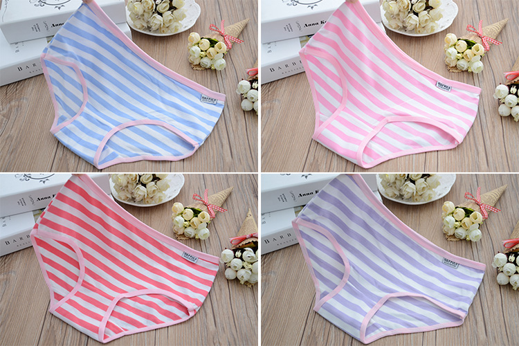 束曼初中女生内裤女糖果色少女三角裤中腰小清新盒装高中学生韩版 3纯