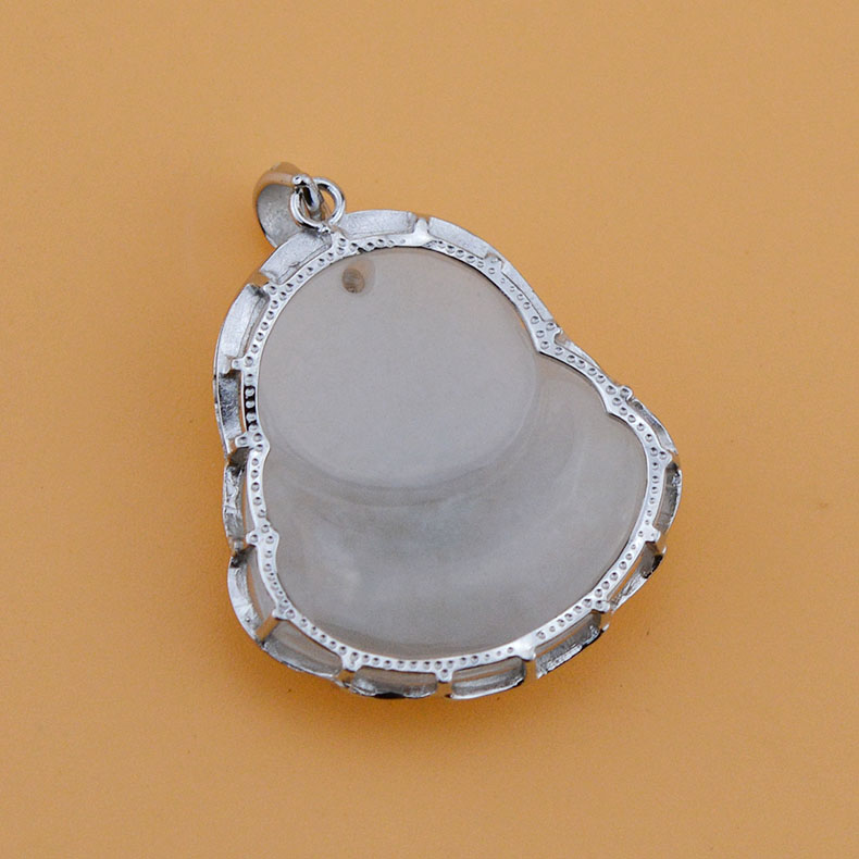 纯已久银饰925银小佛吊坠包边佛银镶嵌翡翠玉佛挂件包边观音坠男女坠