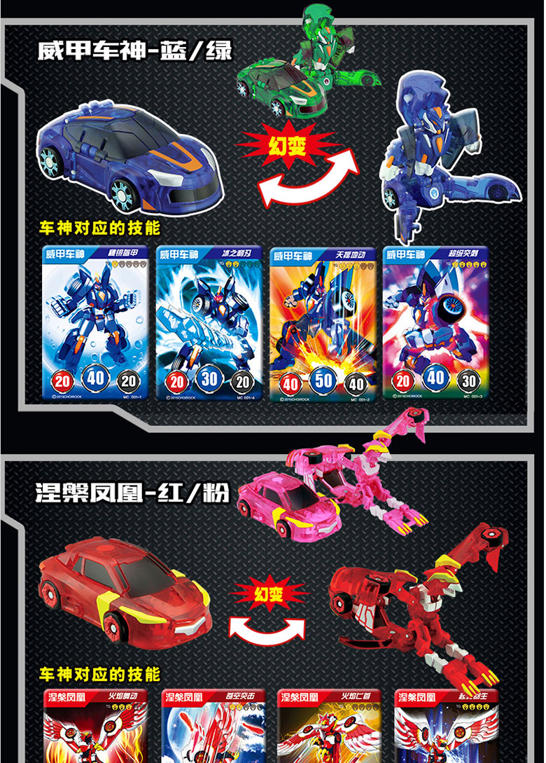 灵动创想魔幻车神全套装磁性神斗卡牌弹爆对战变形机器人儿童玩具(烈