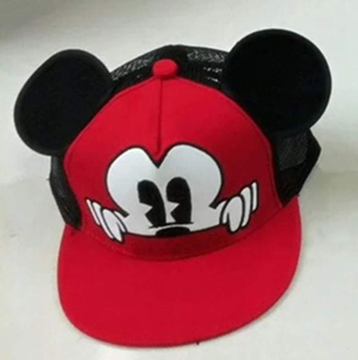 春夏新款韩版儿童帽子 男女童平沿m米奇耳朵棒球帽防晒遮阳网帽凉