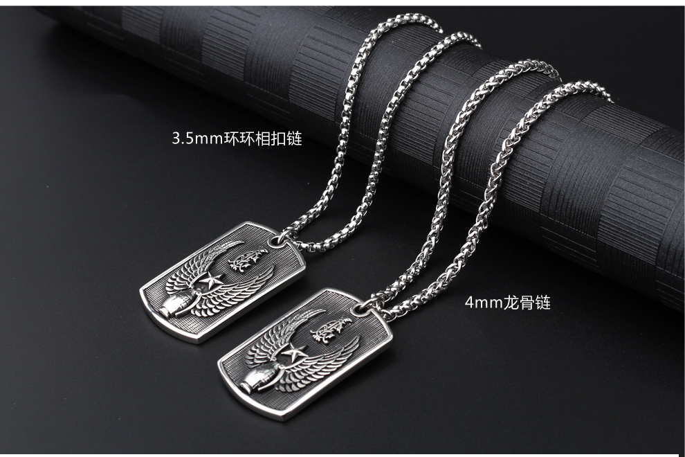 欧美时尚敢死队军牌项链男士霸气钛钢吊坠个性装饰挂件毛衣链潮人饰品