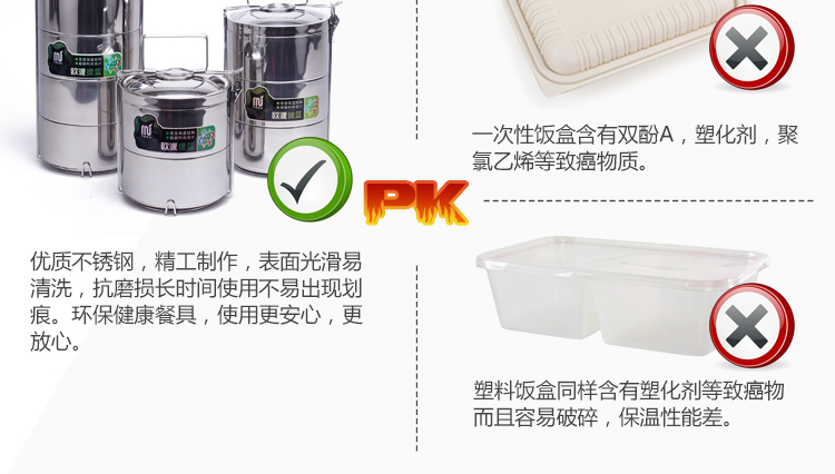 多层不锈钢饭盒三层大容量保温饭盒桶四层餐盒分格双层便当盒提锅 4层
