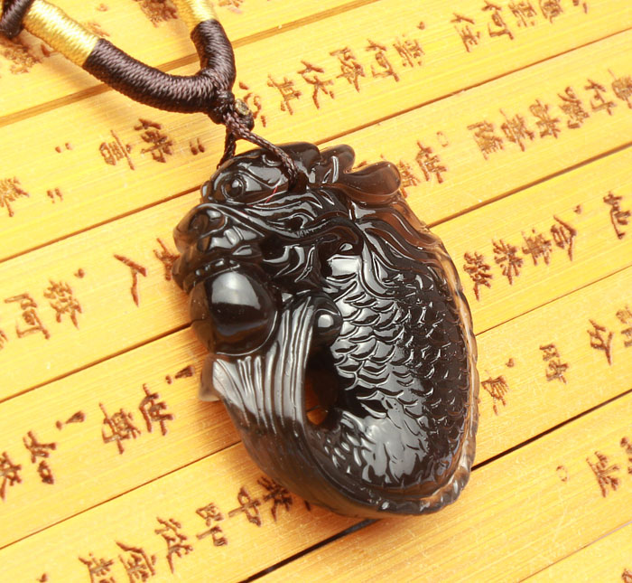 指间缘2016年黑曜石吉祥物龙元凤翔 龙凤呈祥神龙安泰玉吊坠 吊坠红绳