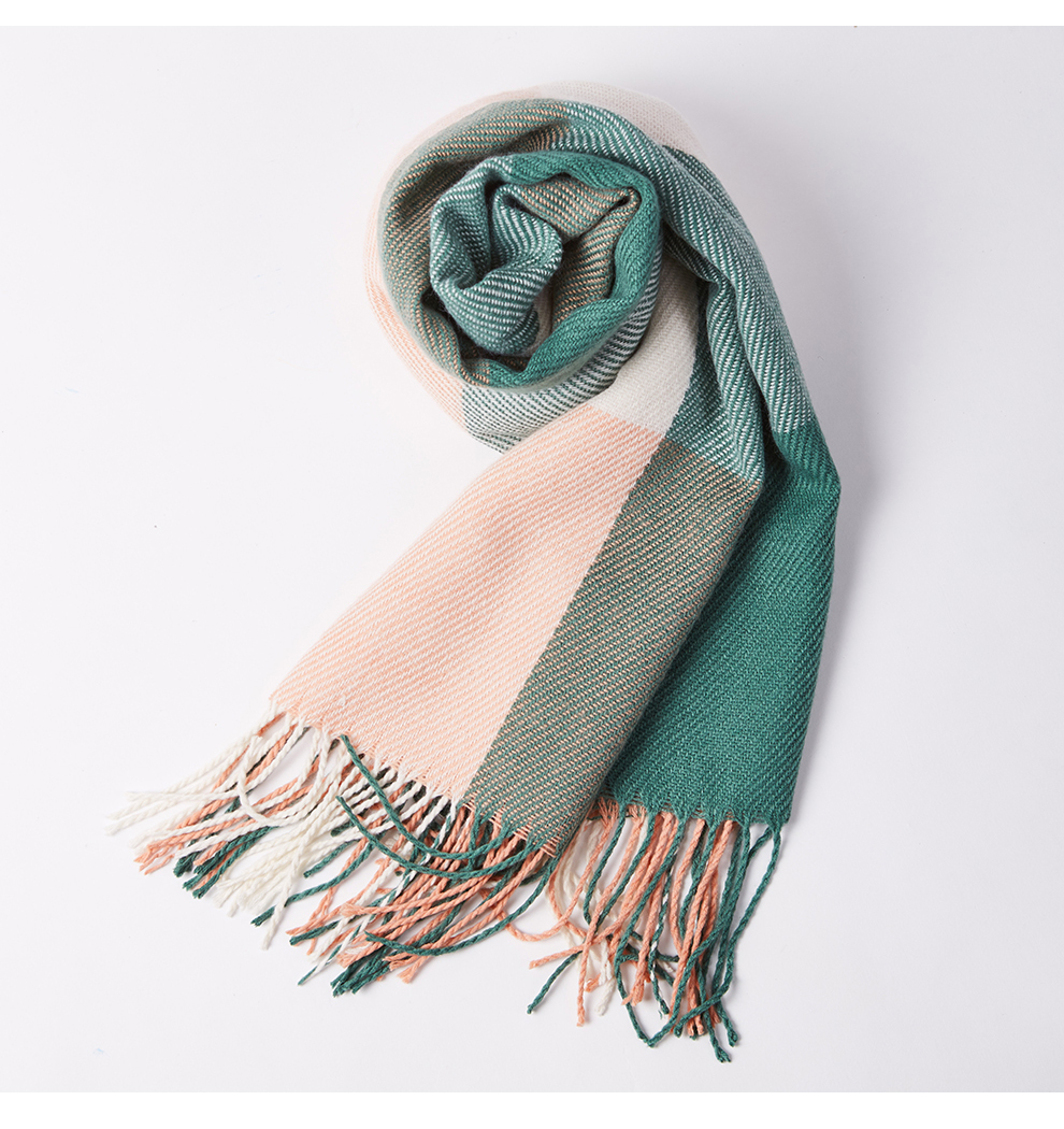 checkflag 女士格子围巾披肩 粉绿色 商品编号:100000972572 品牌