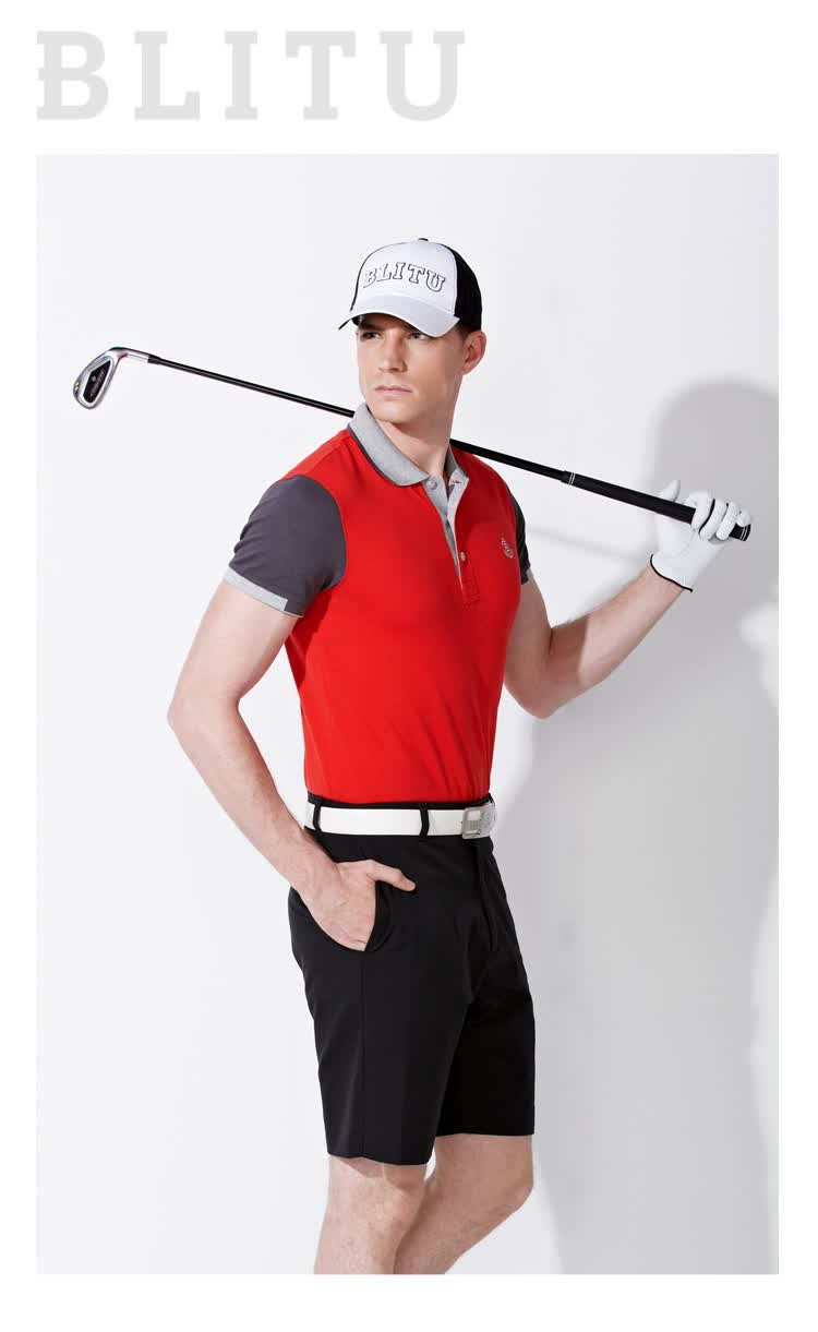 款高尔夫服装透气运动休闲短袖t恤上衣polo衫 红色 m【图片 价格 品牌