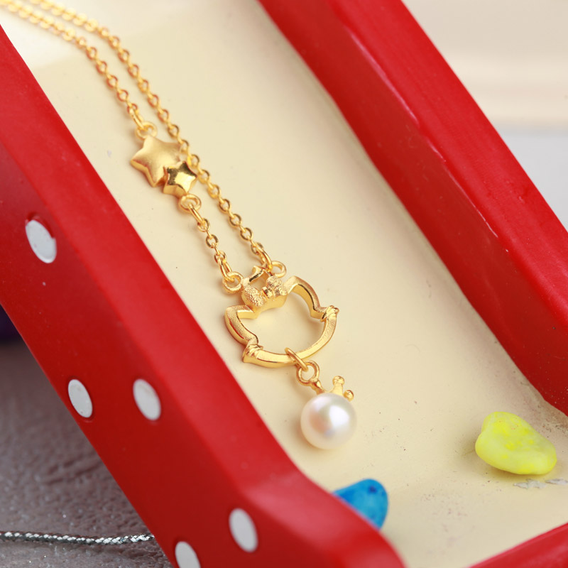 潮宏基黄金足金迪士尼disney玛丽猫星星套链黄金吊坠女款女士项链定价