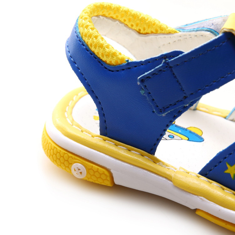 2016年夏季新品童鞋 带响叫叫鞋男童卡通儿童凉鞋i 深蓝 17码