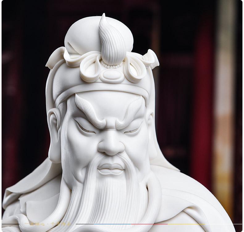 陶瓷关公摆件 文关公像武财神佛像摆件绿袍关二爷神像关羽人物站像 d