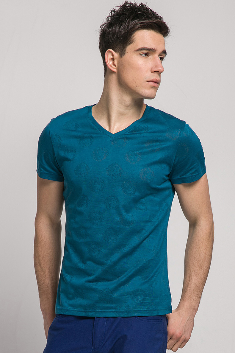 轻奢时尚品牌罗威男装2016夏季新款短袖t恤 纯棉商务半袖打底衫印花