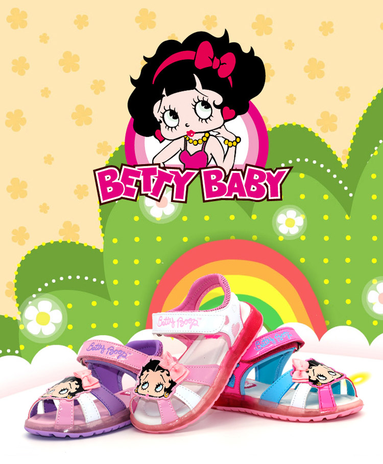 贝蒂betty boop 凉鞋软底护脚公主款沙滩凉鞋防滑闪灯凉鞋女童鞋子 潮
