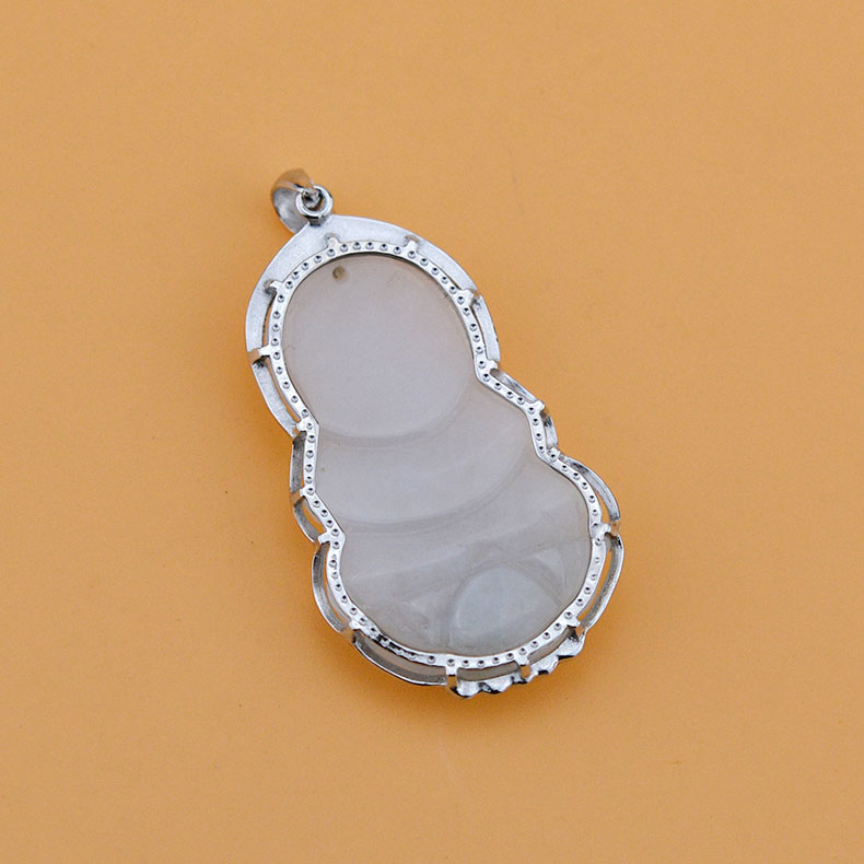 纯已久银饰925银小佛吊坠包边佛银镶嵌翡翠玉佛挂件包边观音坠男女坠