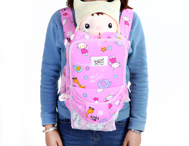 缪尚2016夏季婴儿用品 透气双肩婴儿背带 印花多功能抱婴背带 粉色