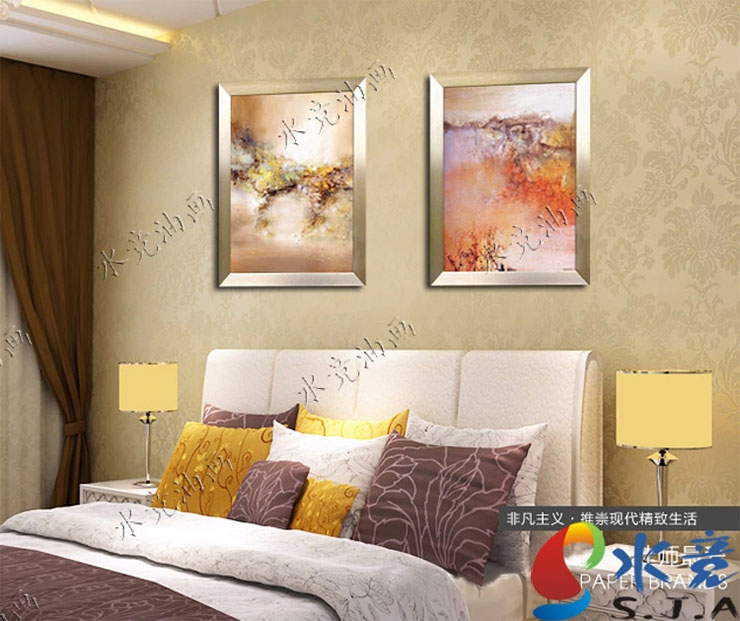 
                                        油画赵无极抽象画手绘客厅装饰画欧式三联现代简约卧室床头画挂画 三联A款 50*70cm                