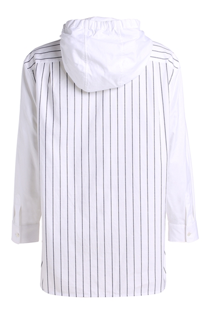 trendiano新2016男装夏装潮宽松连帽条纹纯棉衬衫衬衣3hc2011580 深蓝