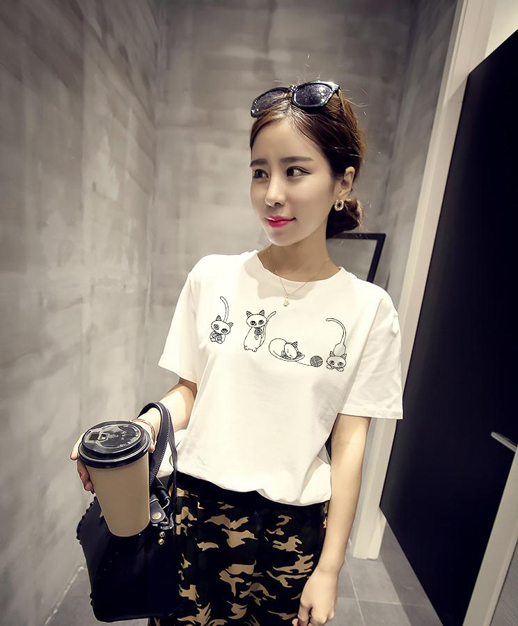 婉致108#学生宽松字母半袖姐妹t恤衫闺蜜装夏季韩版t恤女款短袖t恤潮