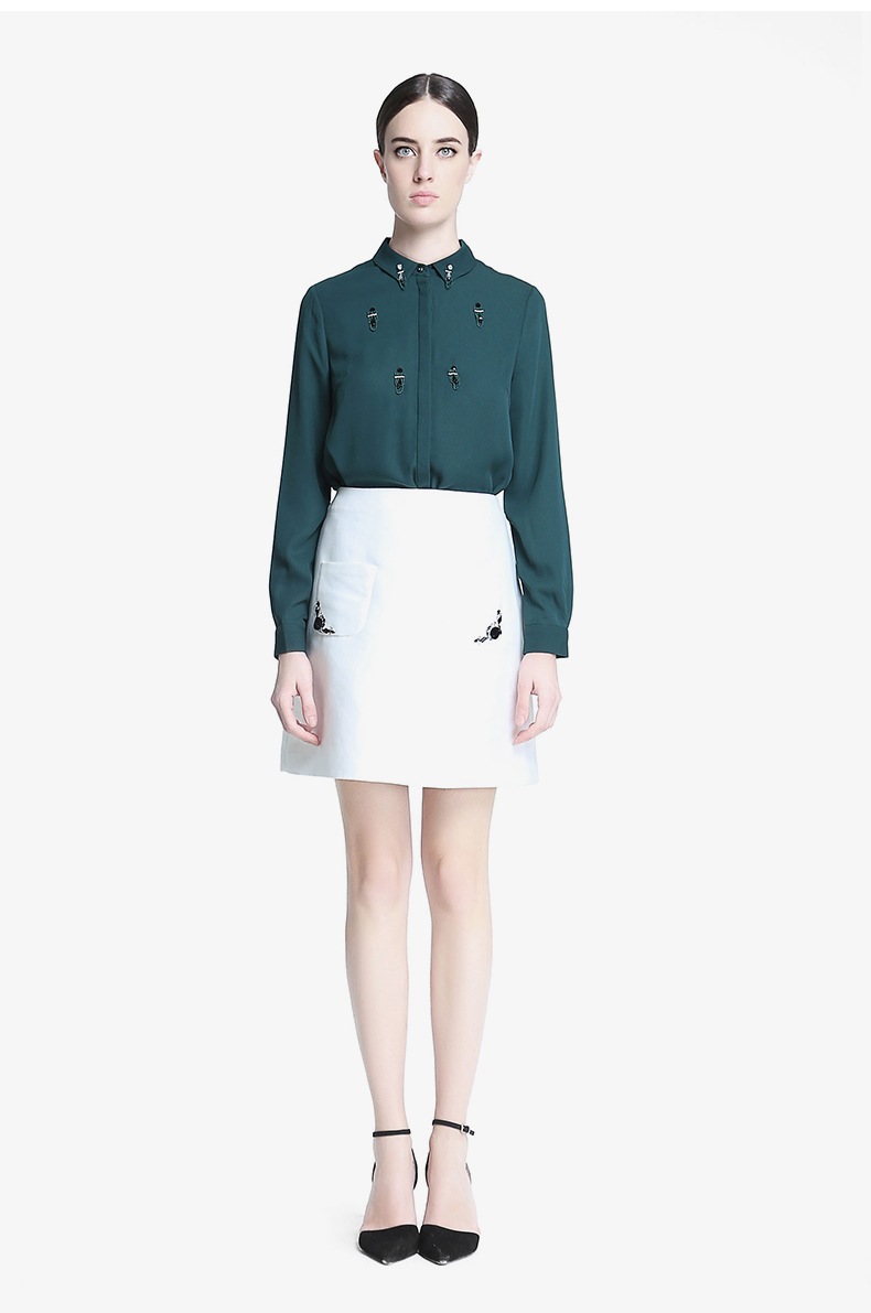 ivykki艾维女装夏季新款纯色口袋钉珠a字裙淑女半身裙 0801黑 38/m