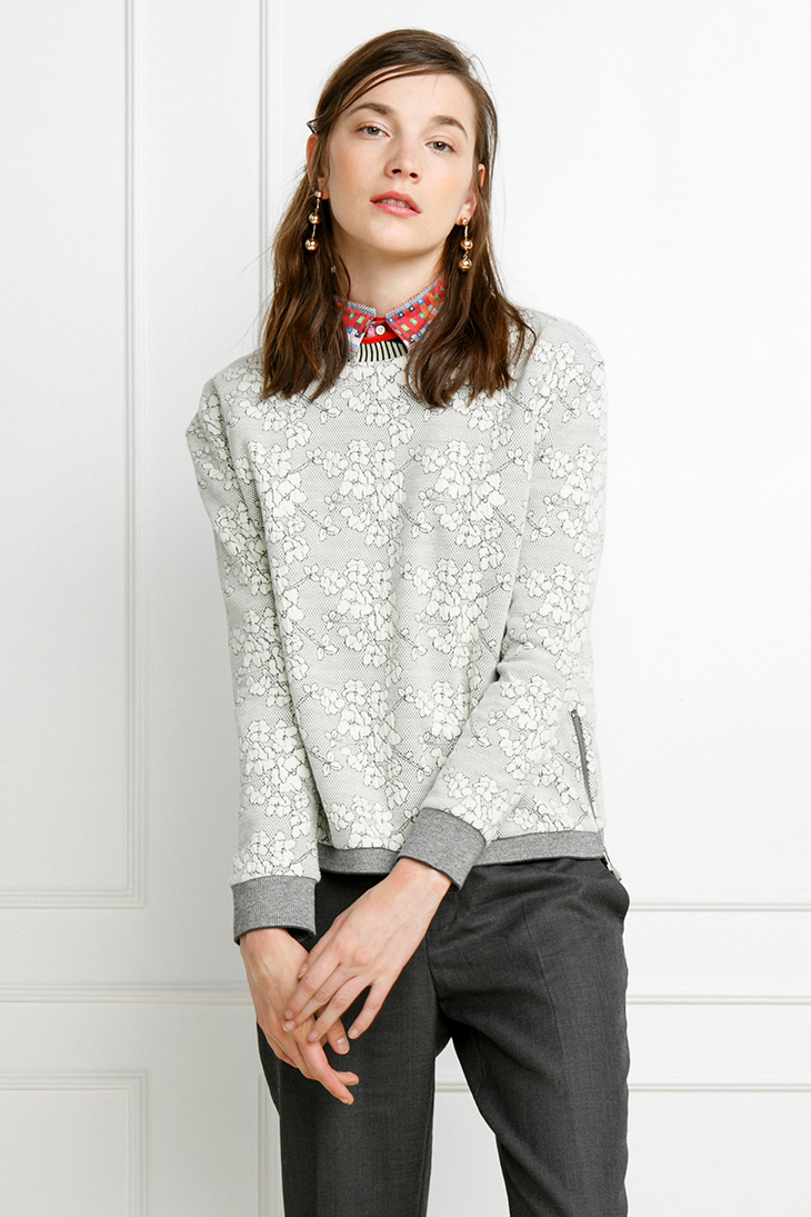 彩色提花半高领长袖上衣 253f926