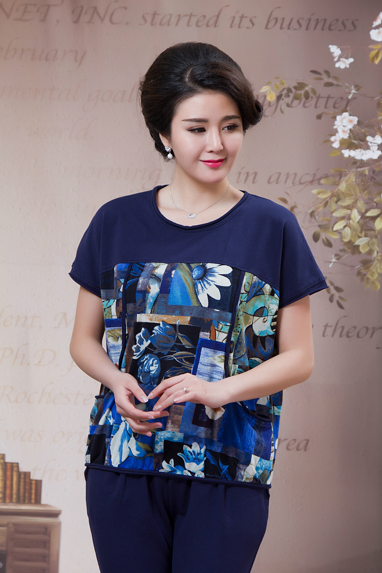 勤晴店2016夏季女t恤短袖宽松大码中老年女装妈妈装zy 粉色 xl