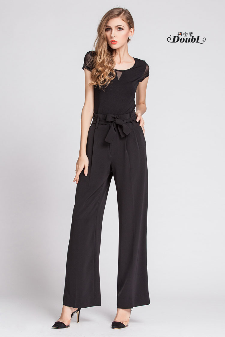 丹宝罗(doubl) 丹宝罗专业院校摩登裤女国标舞高腰裤子长裤黑色交谊舞