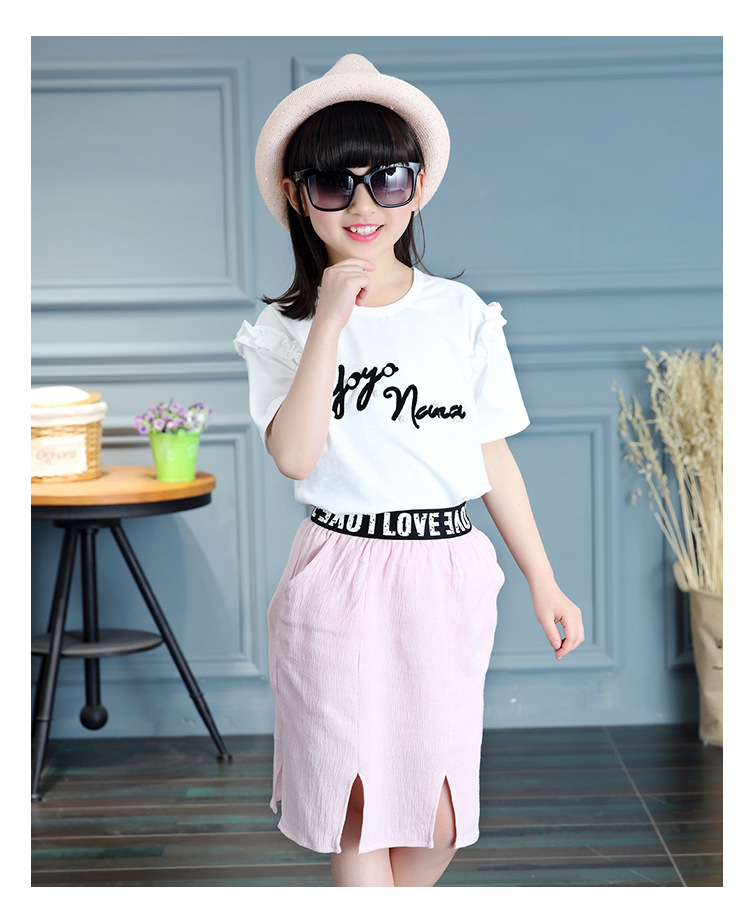 女大童2016夏季新款韩版套装童装时尚女童夏装中大童运动短裙儿童套装