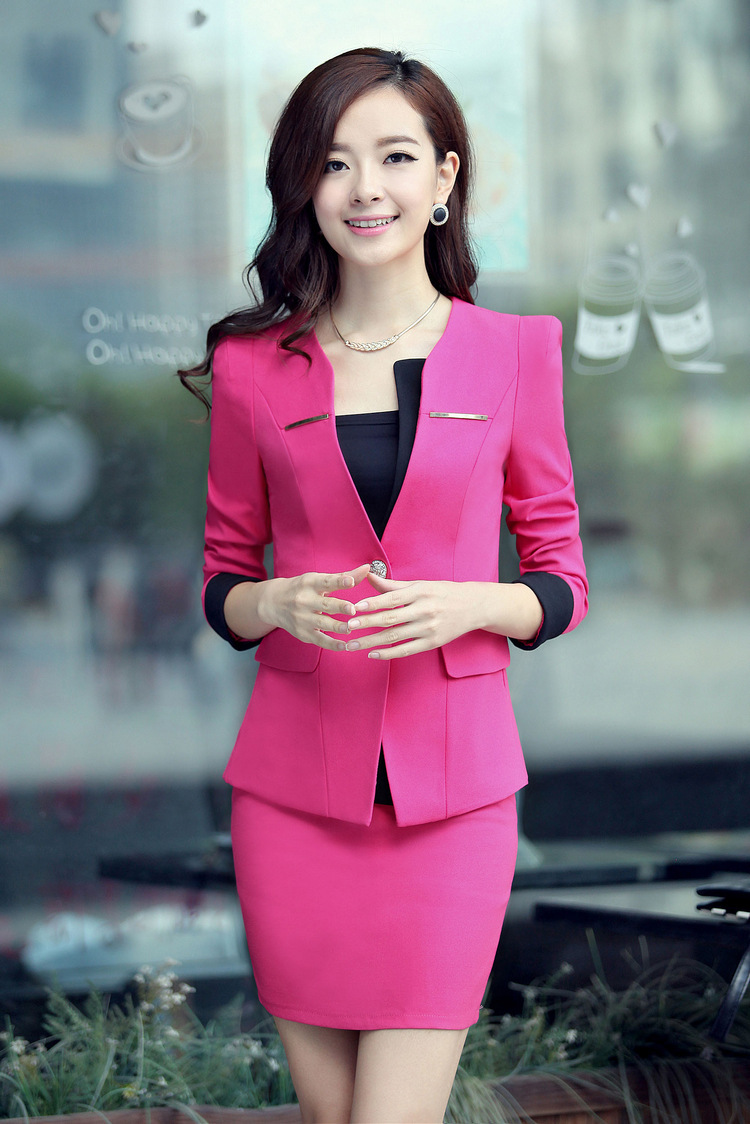 魅尚依橱2016早春新款韩版ol修身女士小西装两件套职业套装外 宝蓝色