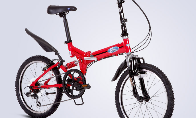 ford福特20寸7级变速轻便铝合金架双减震折叠山地自行车tsa071 火星红