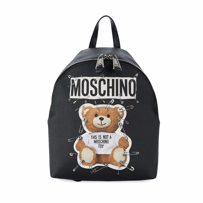 moschino 莫斯奇诺女包新款泰迪熊别针图案小熊背包双肩包 a7633 8210