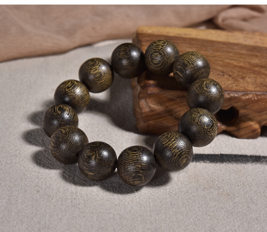 越南金丝土沉香佛珠手串芳草甜香沉稳儒雅