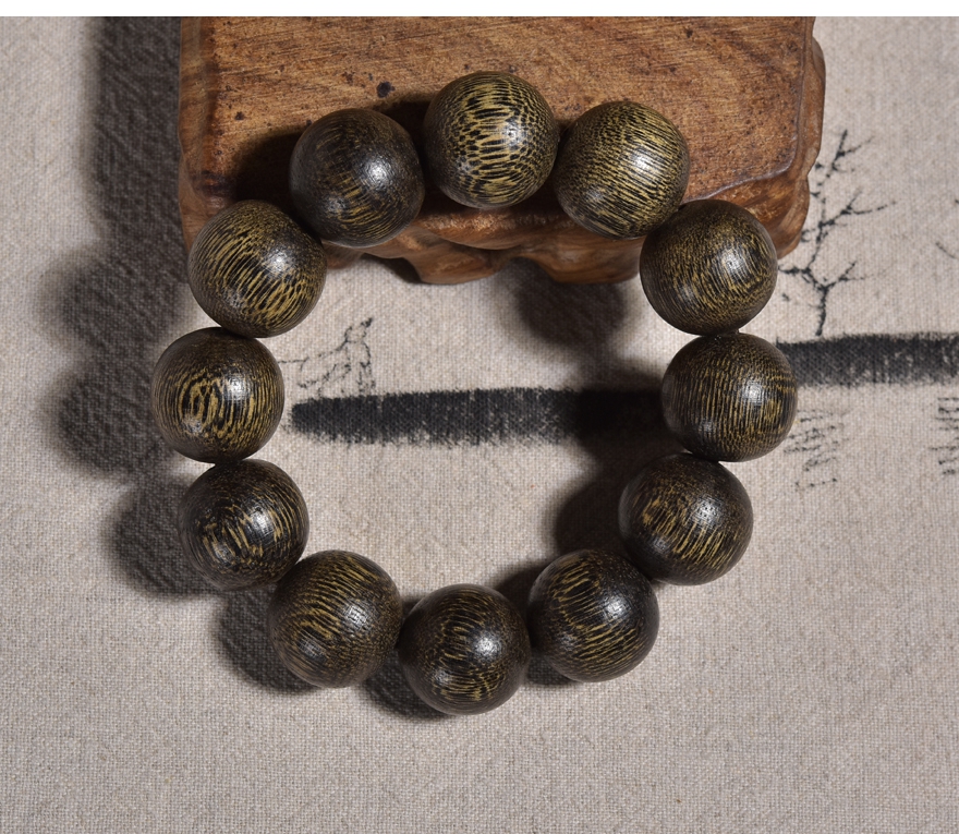 越南金丝土沉香佛珠手串芳草甜香沉稳儒雅