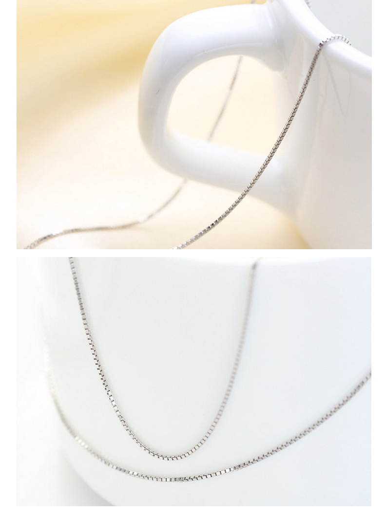 s925镀14k真金玫瑰金银色白金色吊坠配链锁骨链项链盒子水波扭片链404