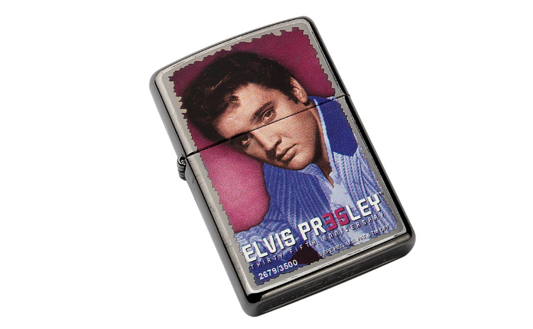 芝宝zippo打火机 黑冰彩印 28345猫王逝世35周年纪念 限量3500 2011年