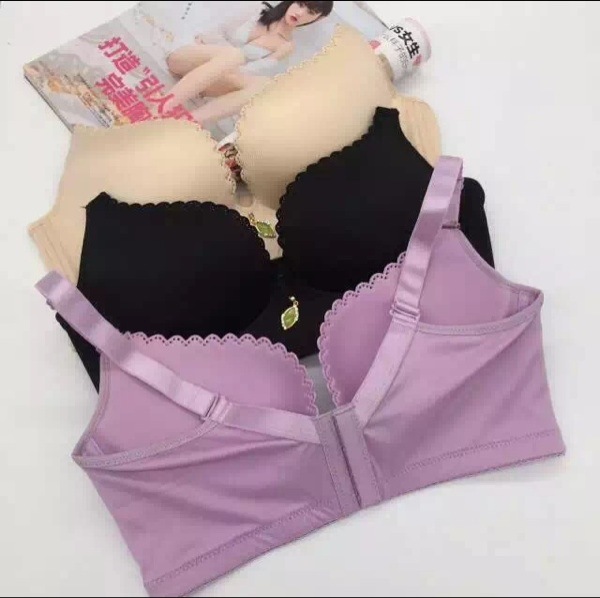 新款美人纹镂空大罩杯米高布料薄杯聚拢无痕内衣套装曼贝儿 肉色 90d