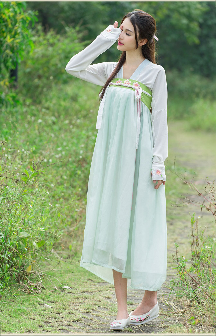 怡心怡 2016春夏新款韩版时尚古装汉服仙女服广袖对襟齐胸襦裙舞台