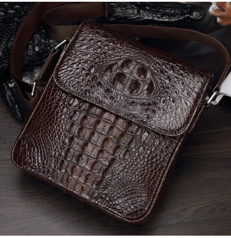 匠狼鳄鱼皮单肩包男士鳄鱼皮斜挎包鳄鱼皮包男斜挎包进口男士真皮挎包