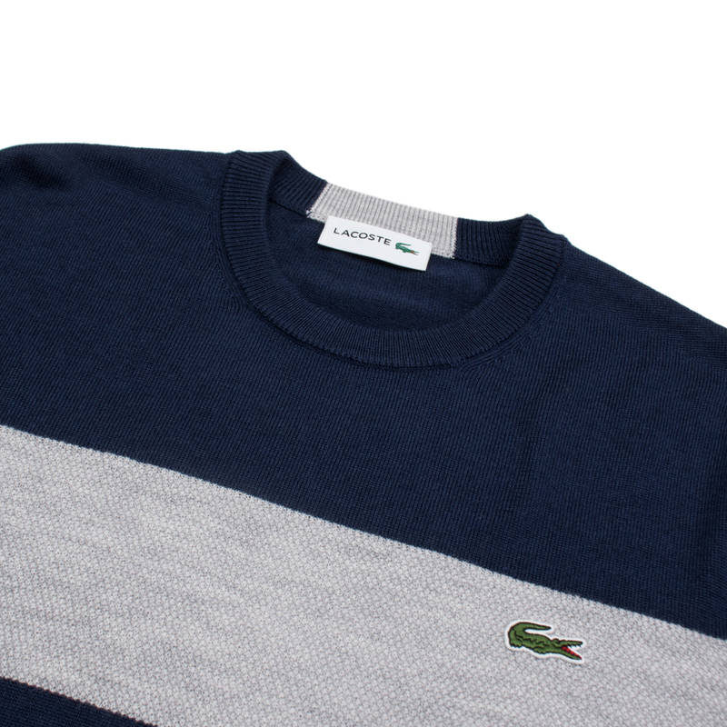 上奥莱【商场同款】lacoste法国鳄鱼男士时尚圆领套头毛衣针织衫ah