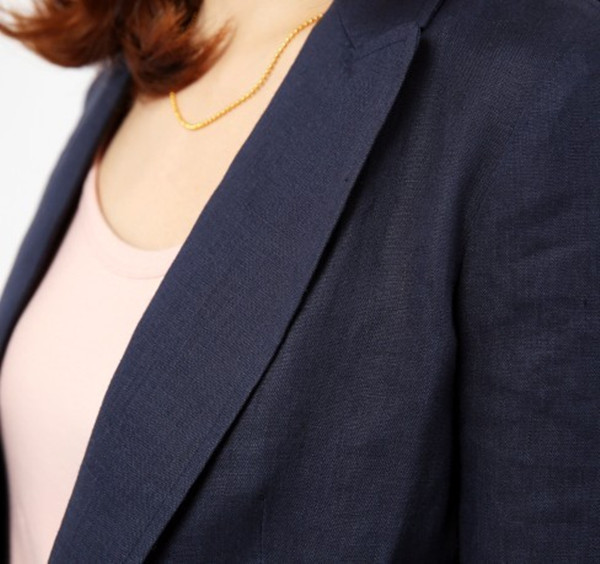 
                                        莎蕾雅2018秋装棉麻长袖韩版小西装女322 白色 XL                