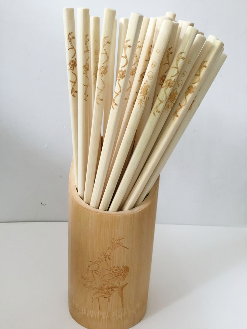 梦田 竹筷20双装 竹制雕刻筷子