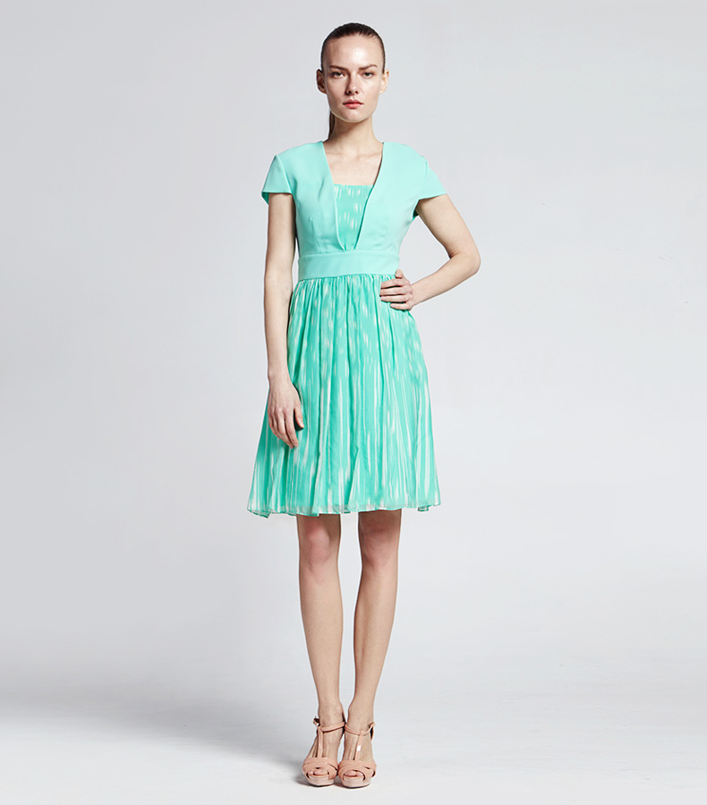 ports宝姿女装 秋装丝质假两件连衣裙ls8d418pps124