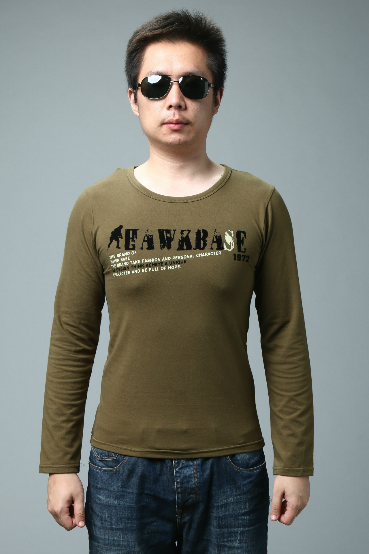 2016新款户外外军休闲军绿t恤短袖汗衫 军迷纯棉t恤 军绿色 180