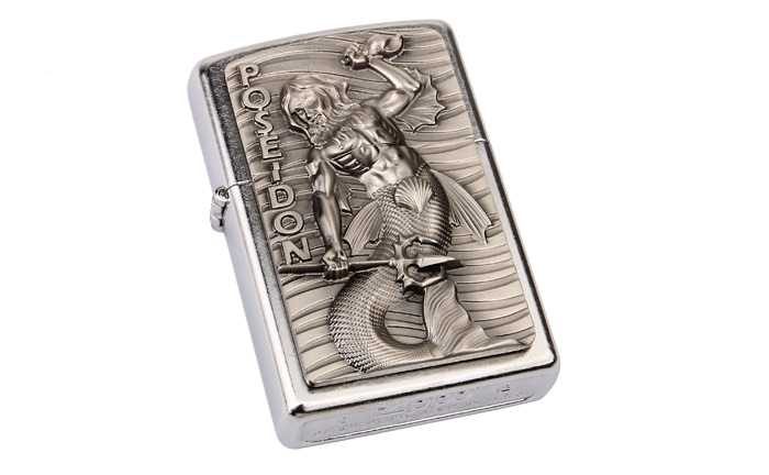 芝宝(zippo)打火机 欧版贴章/镀铬花砂 2.003.188 波塞冬海神