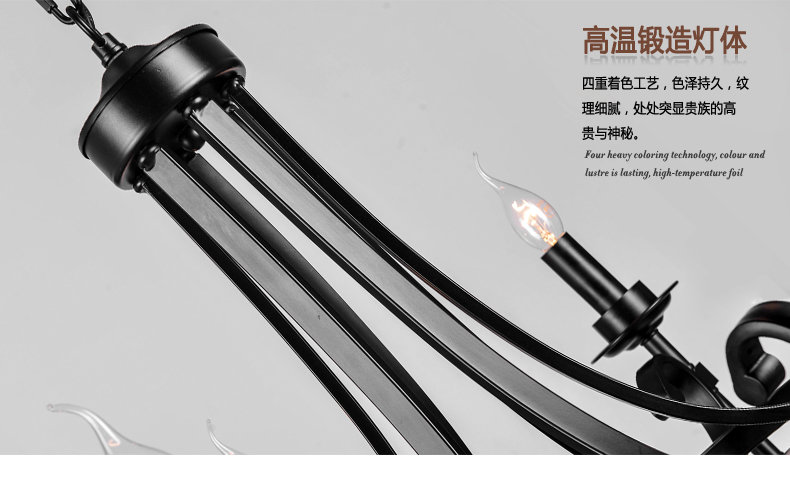 梦晗美式吊灯乡村铁艺简约现代复古餐厅客厅卧室饭厅吊灯灯具灯饰8070 8070-8预售