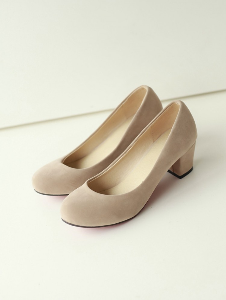 时尚女鞋 单鞋 奇尚达 裸色高跟鞋中跟女士皮鞋秋天 韩版秋季浅口圆头