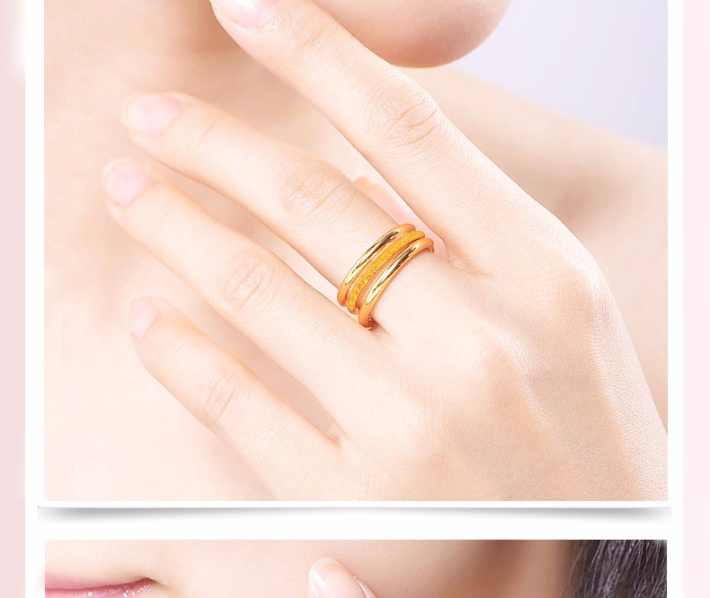 足金戒指女士黄金戒指时尚光圈戒指3d硬金足金999三生三世戒指情侣款